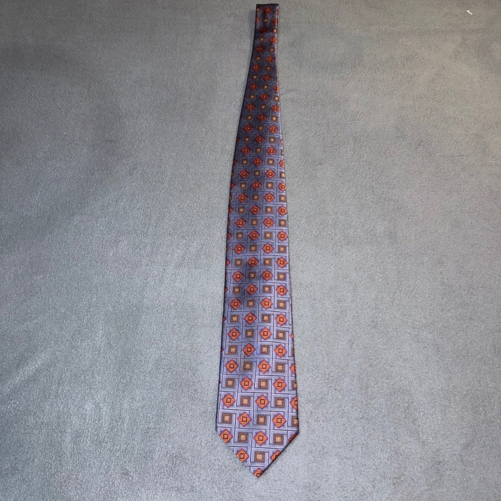 Robert Talbott Best of Class Nordstrom Silk Tie Orange Geometric Medallion